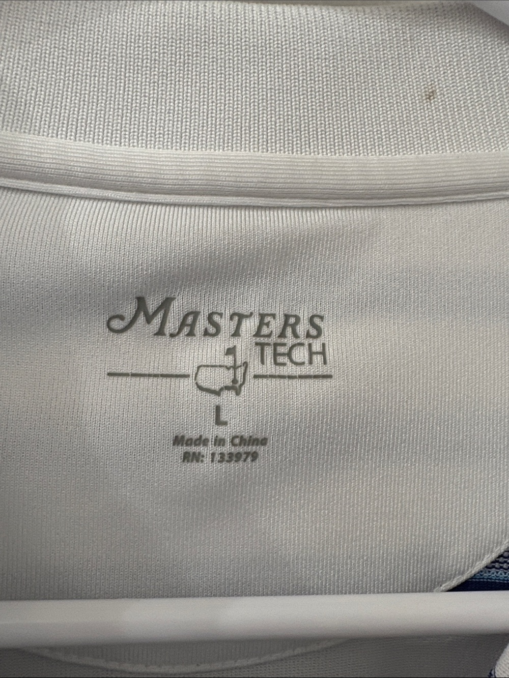 Masters Tech - Men’s White & Navy Stripe Polo Shirt - large - Picture 2 of 5